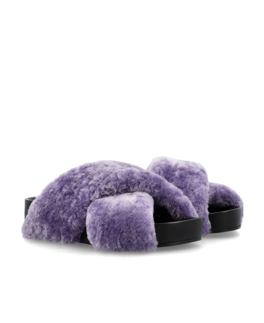 JIL SANDER BRUSHED CROSSOVER-STRAP LEATHER SLIDES