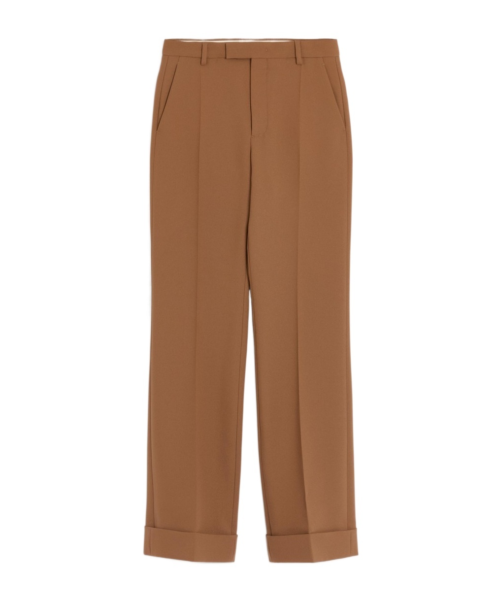 Valentino Pleated Cuffed Nylon Trousers With Side And Back Pockets In Brown