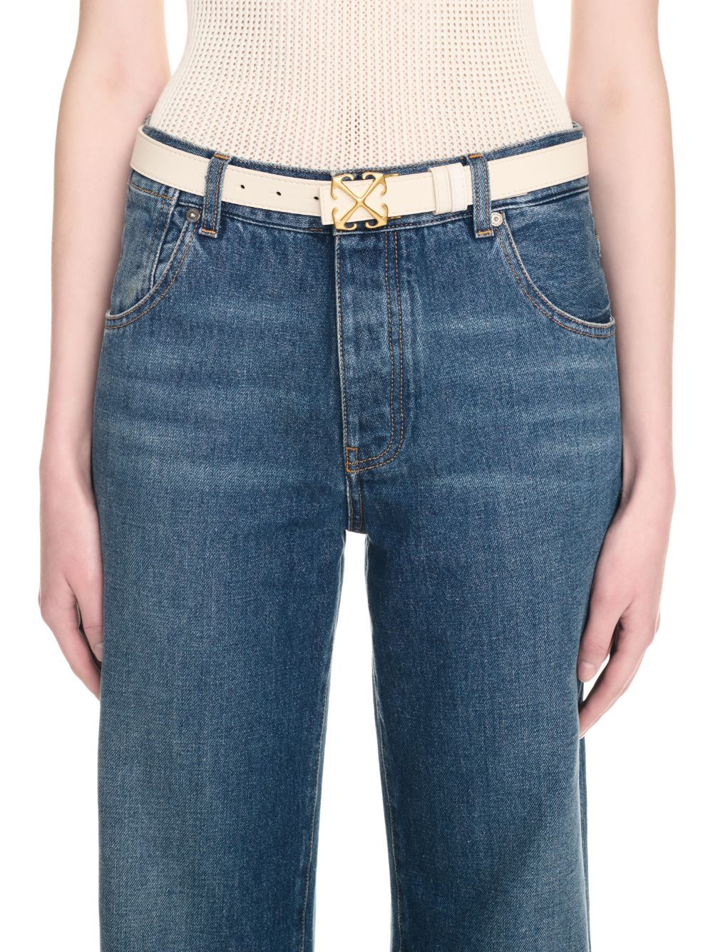 Off-white New Arrow Leather Belt In White