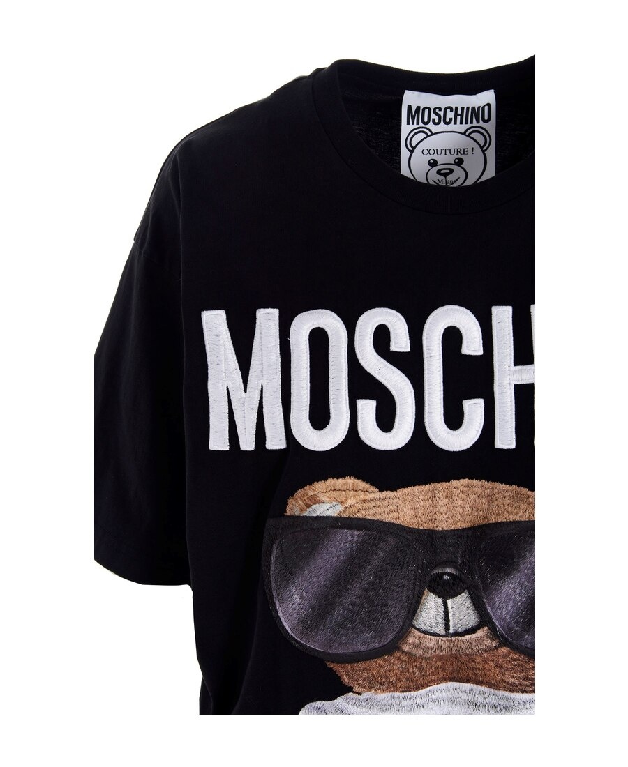 Moschino Teddy Bear Pattern Printed T-shirt In Black