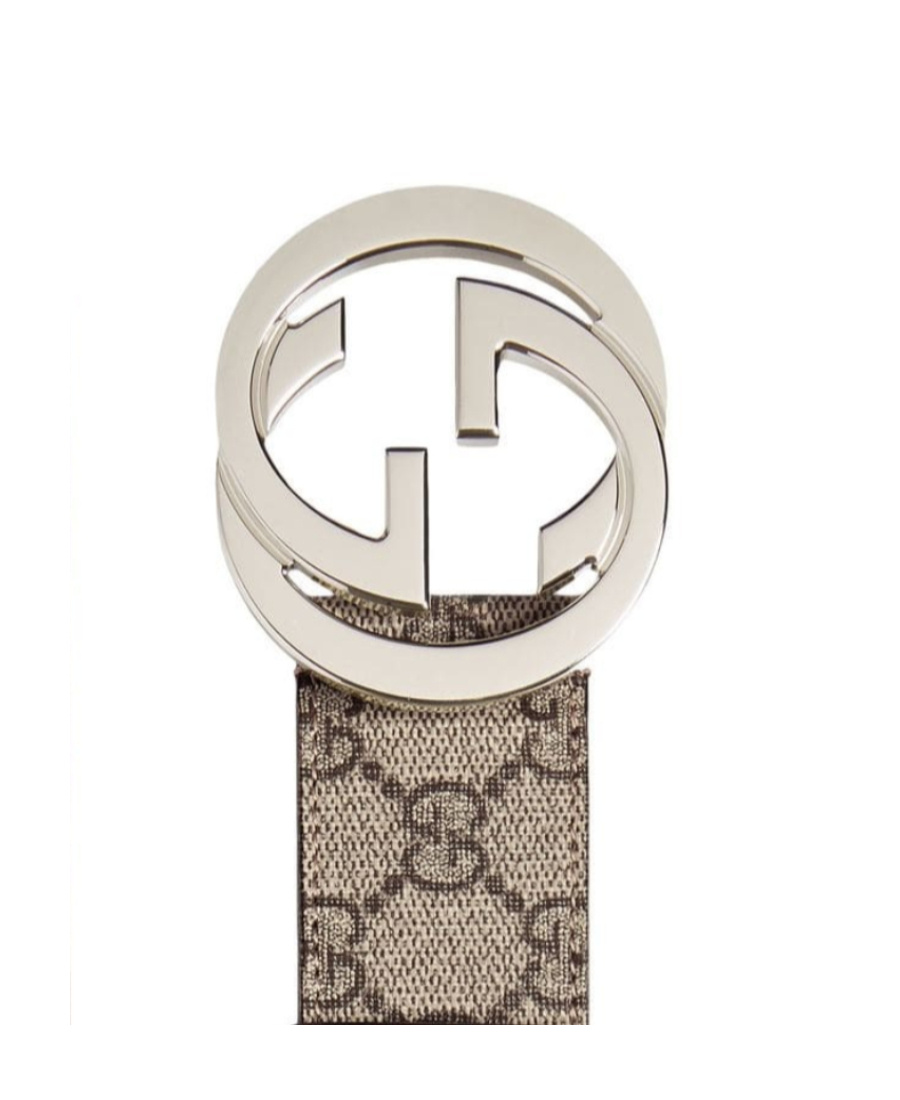 Gucci Gg Supreme Belt With G Buckle In Nude