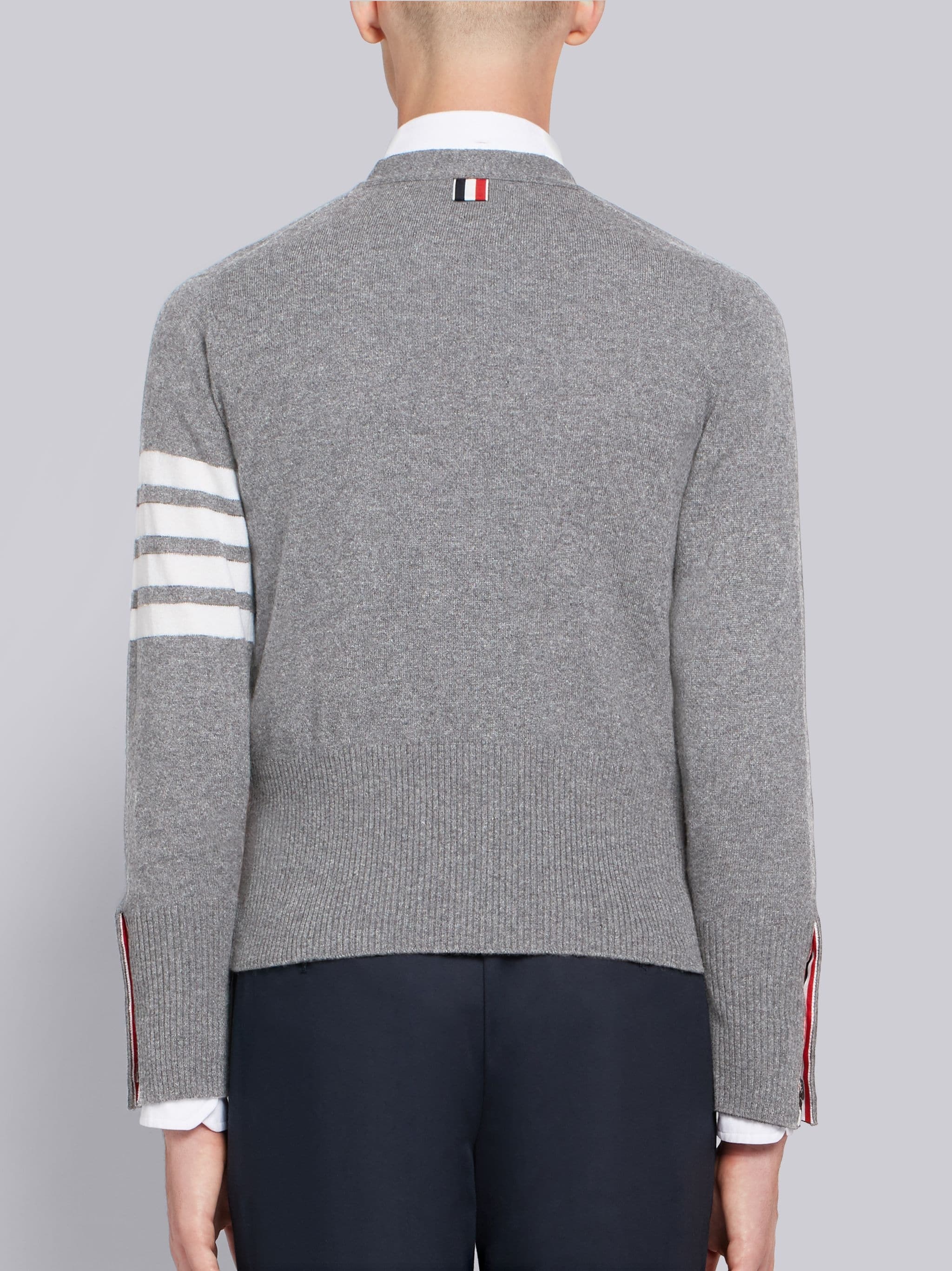 Thom Browne 4-bar V-neck Cashmere Cardigan In Gray
