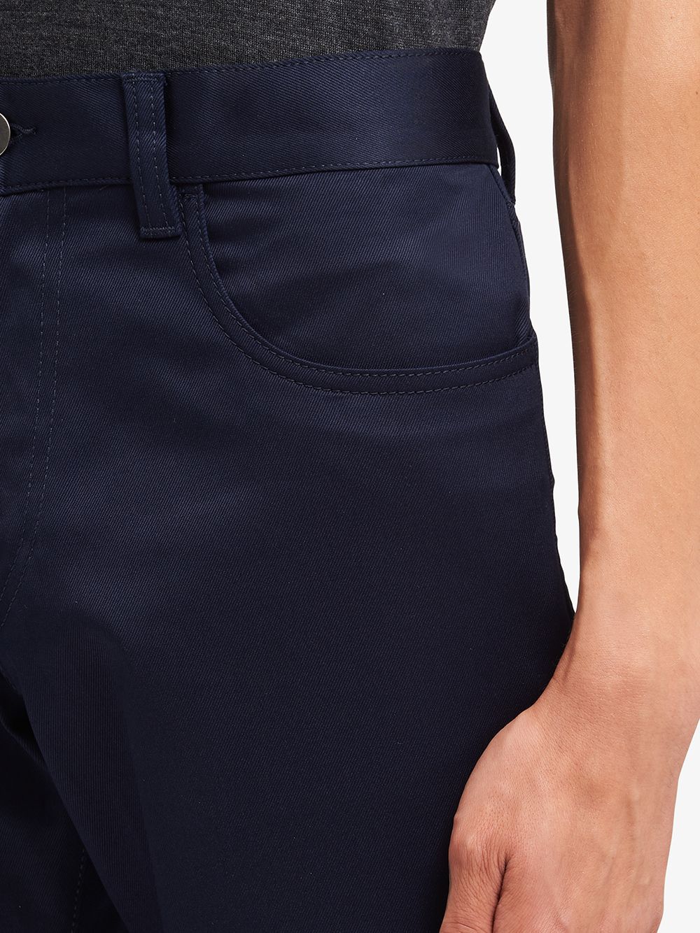 Prada Five-pocket-hose Aus Drillich-stretch In Navy Blue