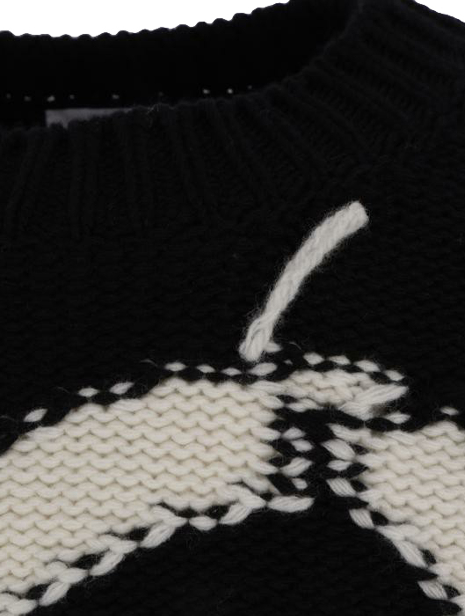 Off-white Ow Maxi Logo Intarsia Crewneck Wool Sweater In Black