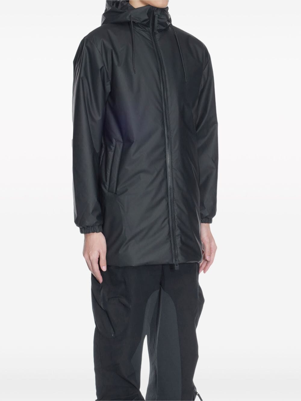 Rains Long Pointed-back Raincoat In Black