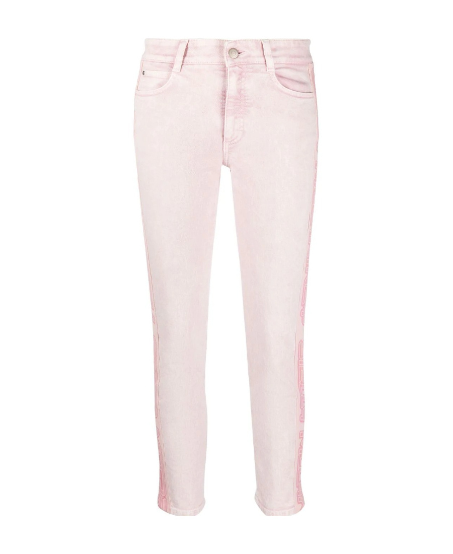 Stella Mccartney Fresh Peach Twisted Seam Crop Straight Leg Jeans In Pink