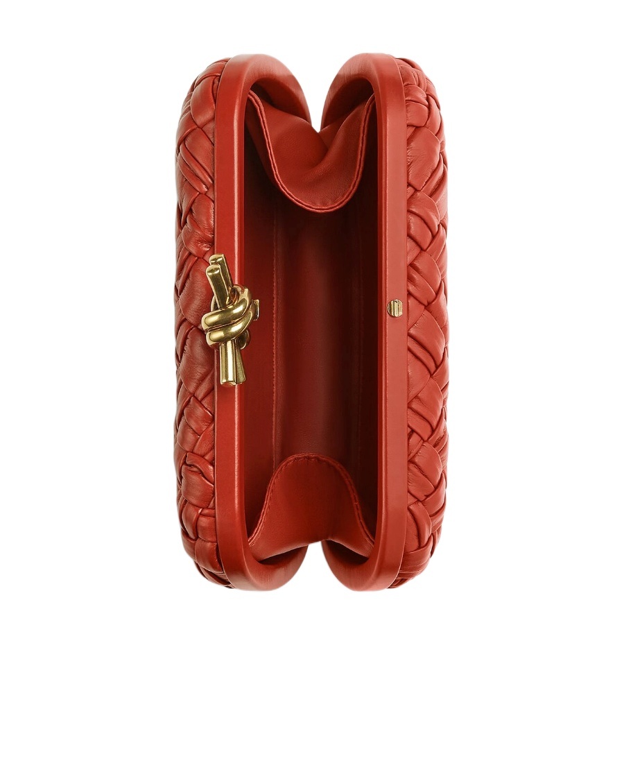 Bottega Veneta Knot Knitted Clutch In Red