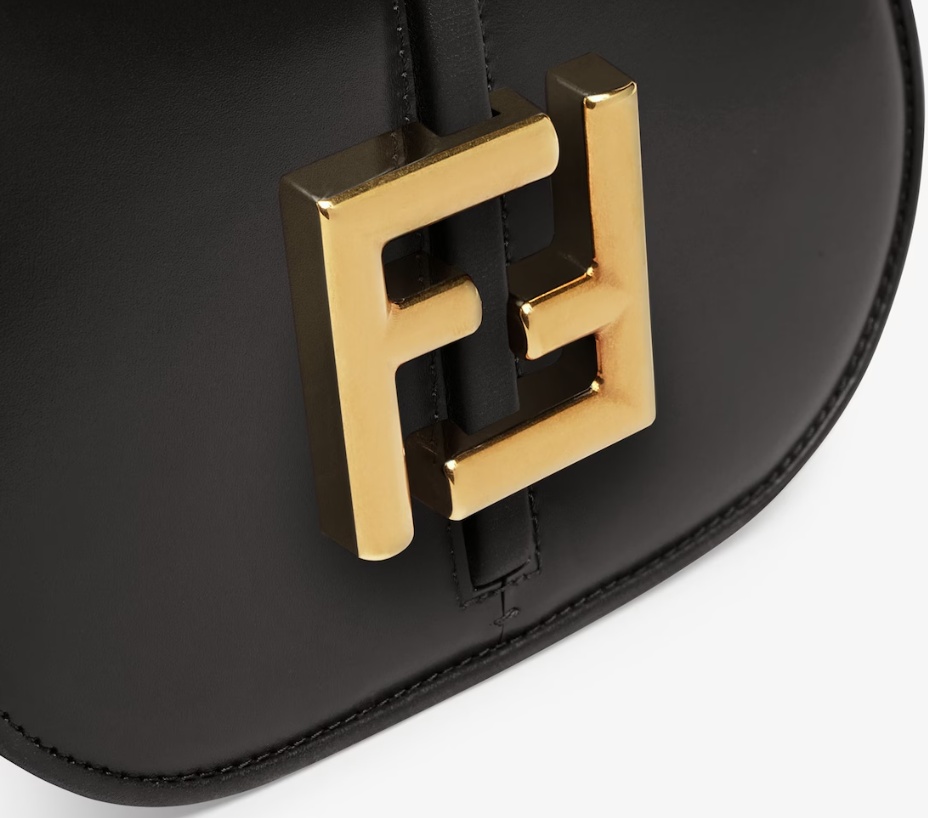 Fendi Blue Denim-effect Ff Jacquard And Brown Leather Bag In Black
