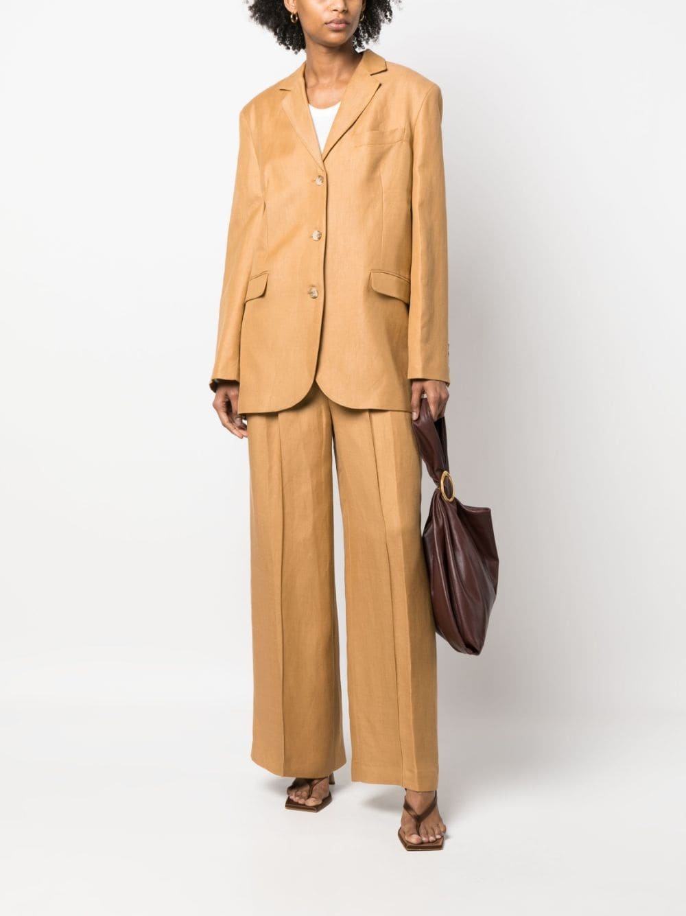 Shop Loulou Studio Long Sleeved Suit Jacket In Nude