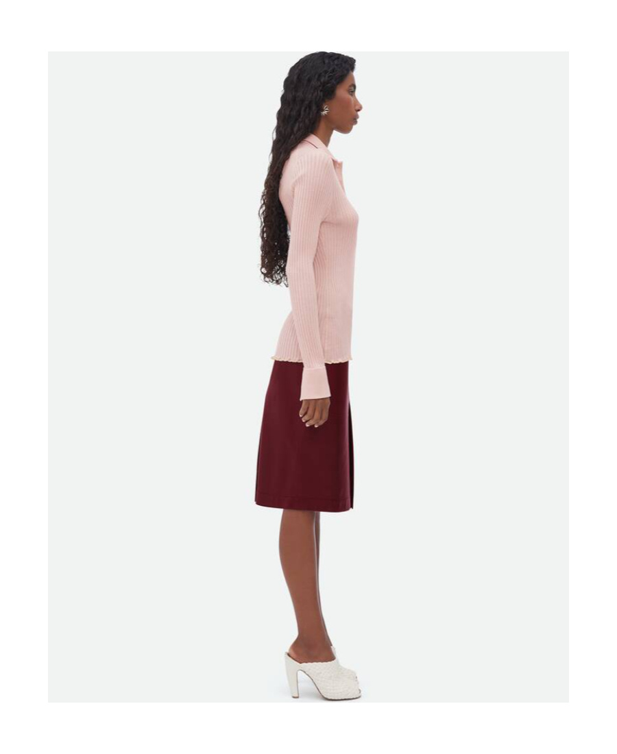 Bottega Veneta Silk Cashmere Rib Sweater In Nude