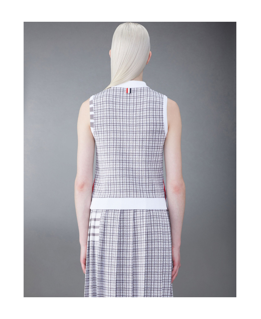 Thom Browne Lapel Knitted Vest In White