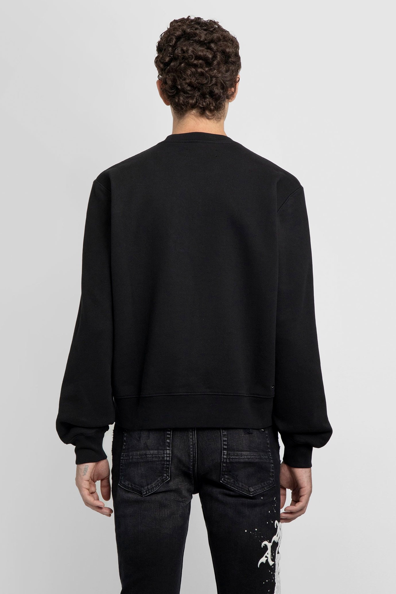 Amiri Floral Embroidery Crew Neck Sweatshirt In Black