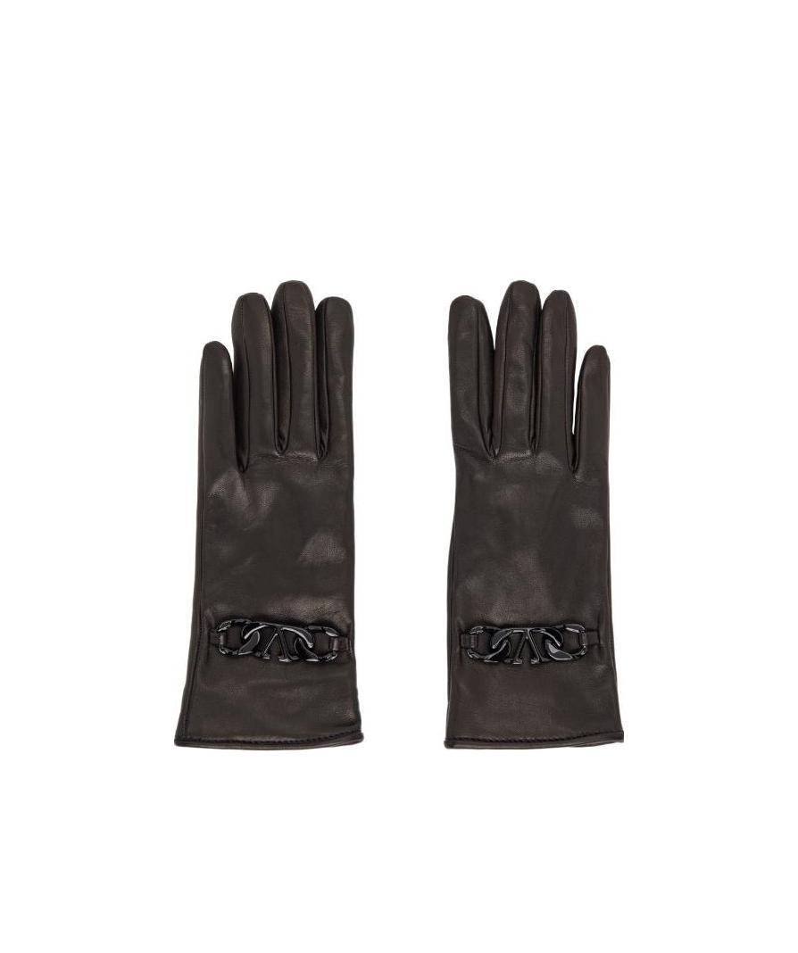 Valentino Logo Chain Gloves In Black