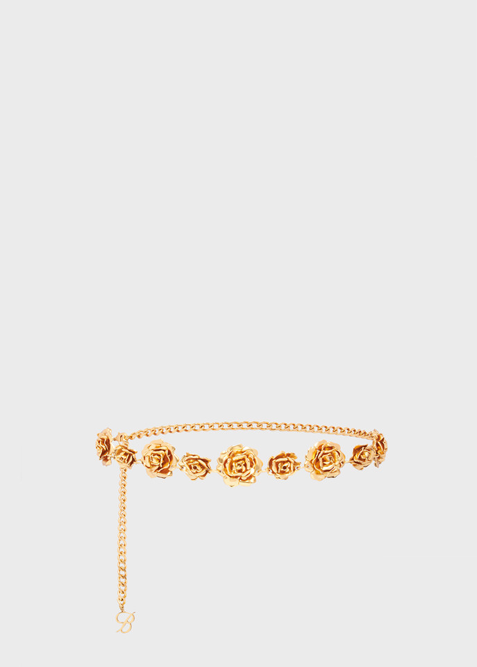 Blumarine Floral-motif Chain Belt In Nude
