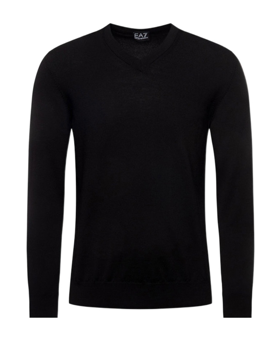 Ea7 V-neck Knitted Pullover In Black