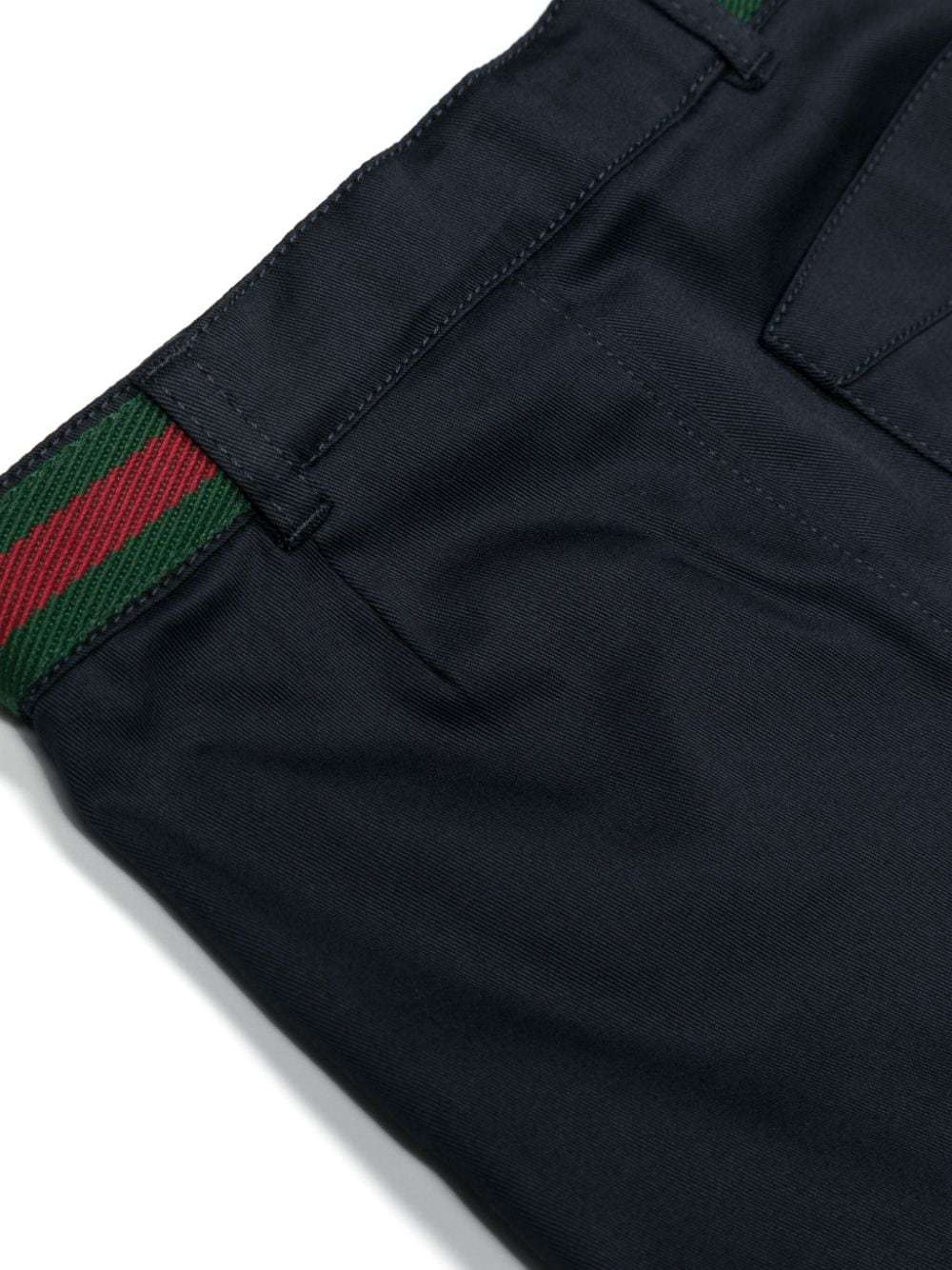 Gucci Web-embellished Cotton Trousers In Black