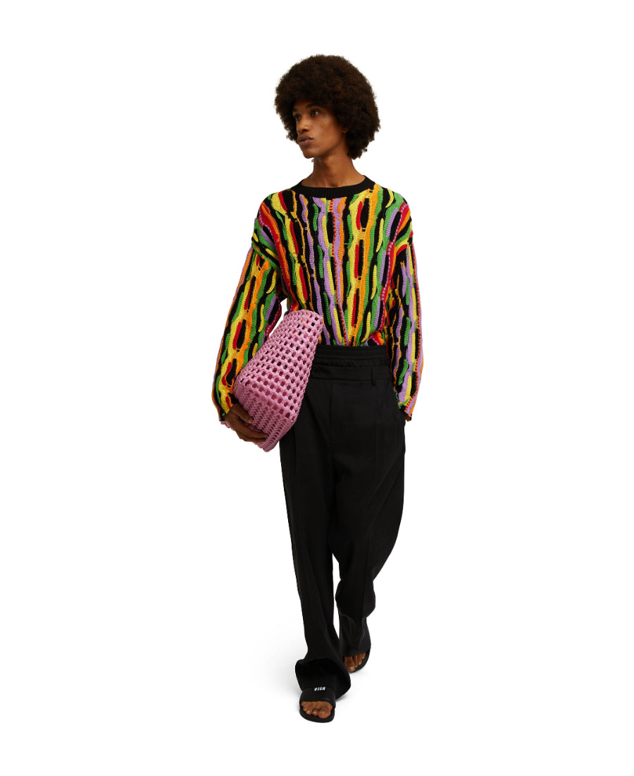 Msgm Cotton Jacquard Knit Sweater In Multicolor