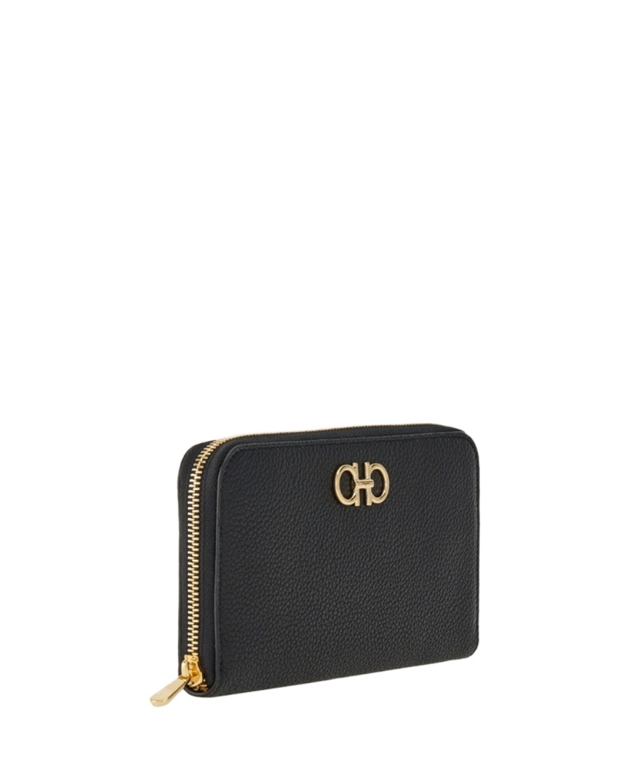 Ferragamo Gancini Continental Wallet In Black