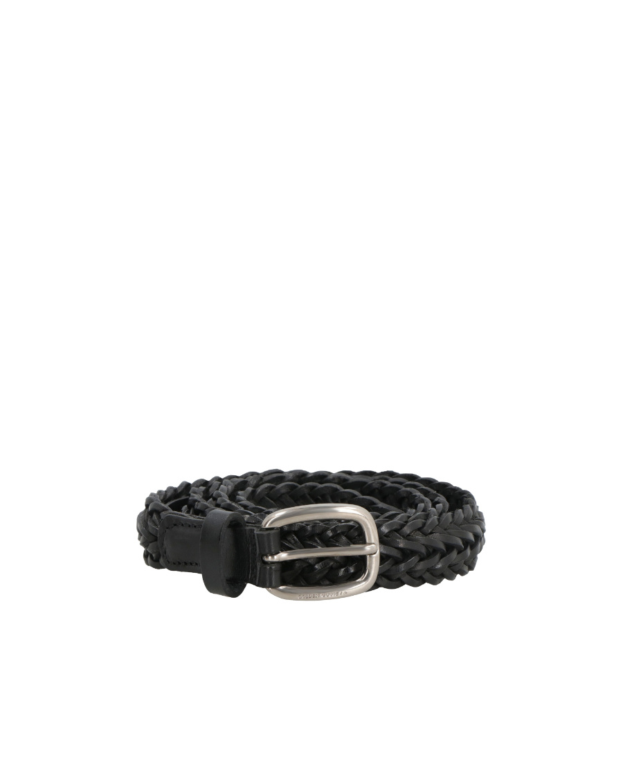Golden Goose Houston Woven Leather Belt In Black