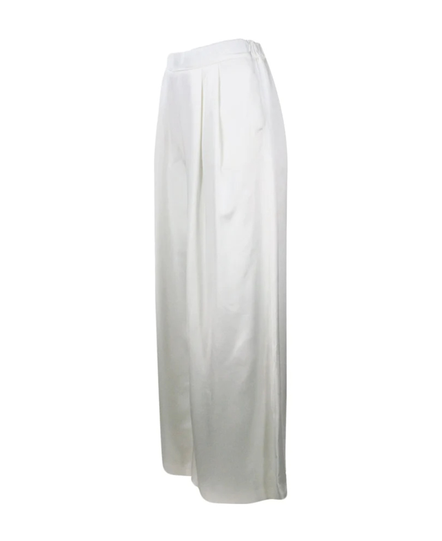 Fabiana Filippi Wide-legged Casual Pants With Elastic Edges In White
