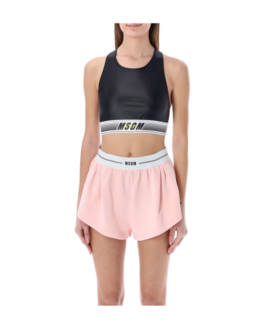 Msgm Active Top Band Logo Top In Nude