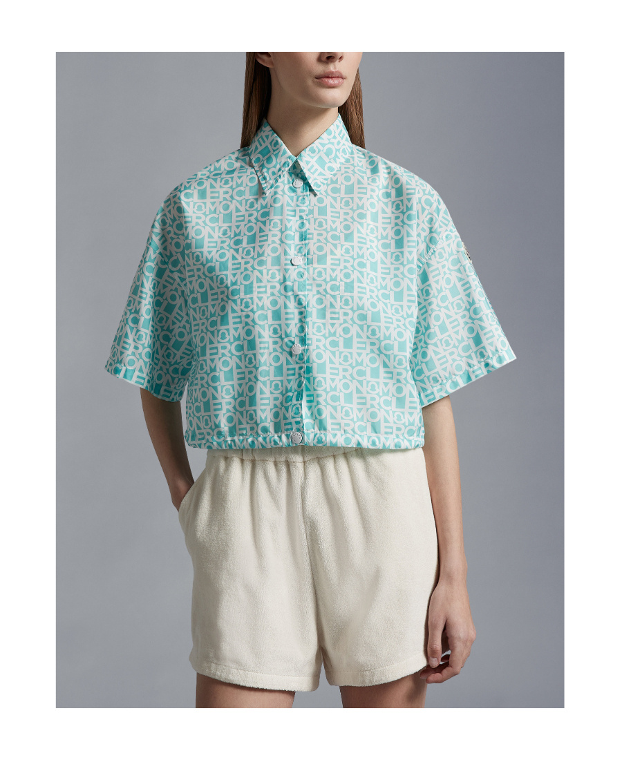 Moncler Woman Shirt Turquoise Size 2 Polyester In Blue