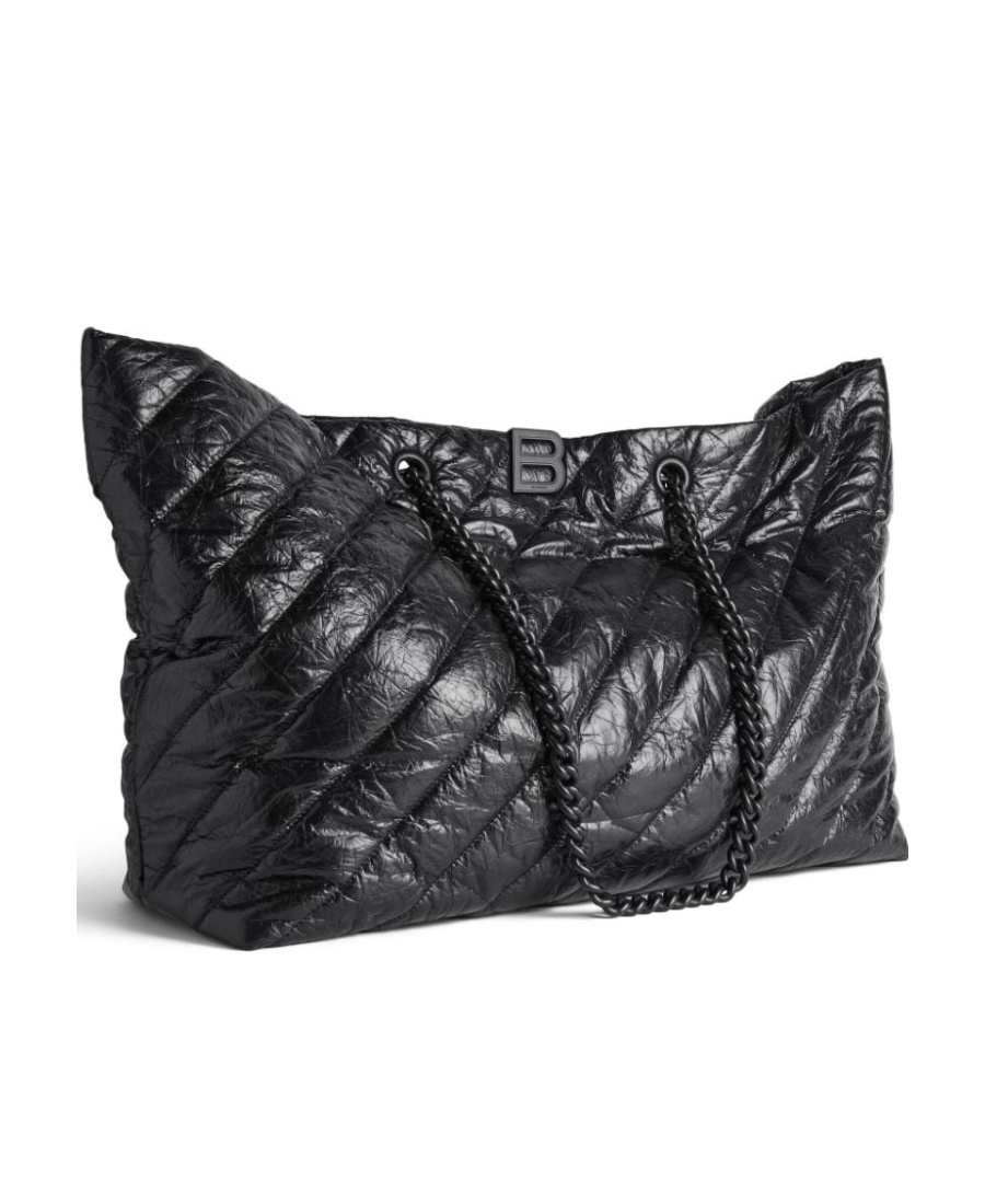 Balenciaga Crush East-west Large Quilted Leather Tote Bag In Black