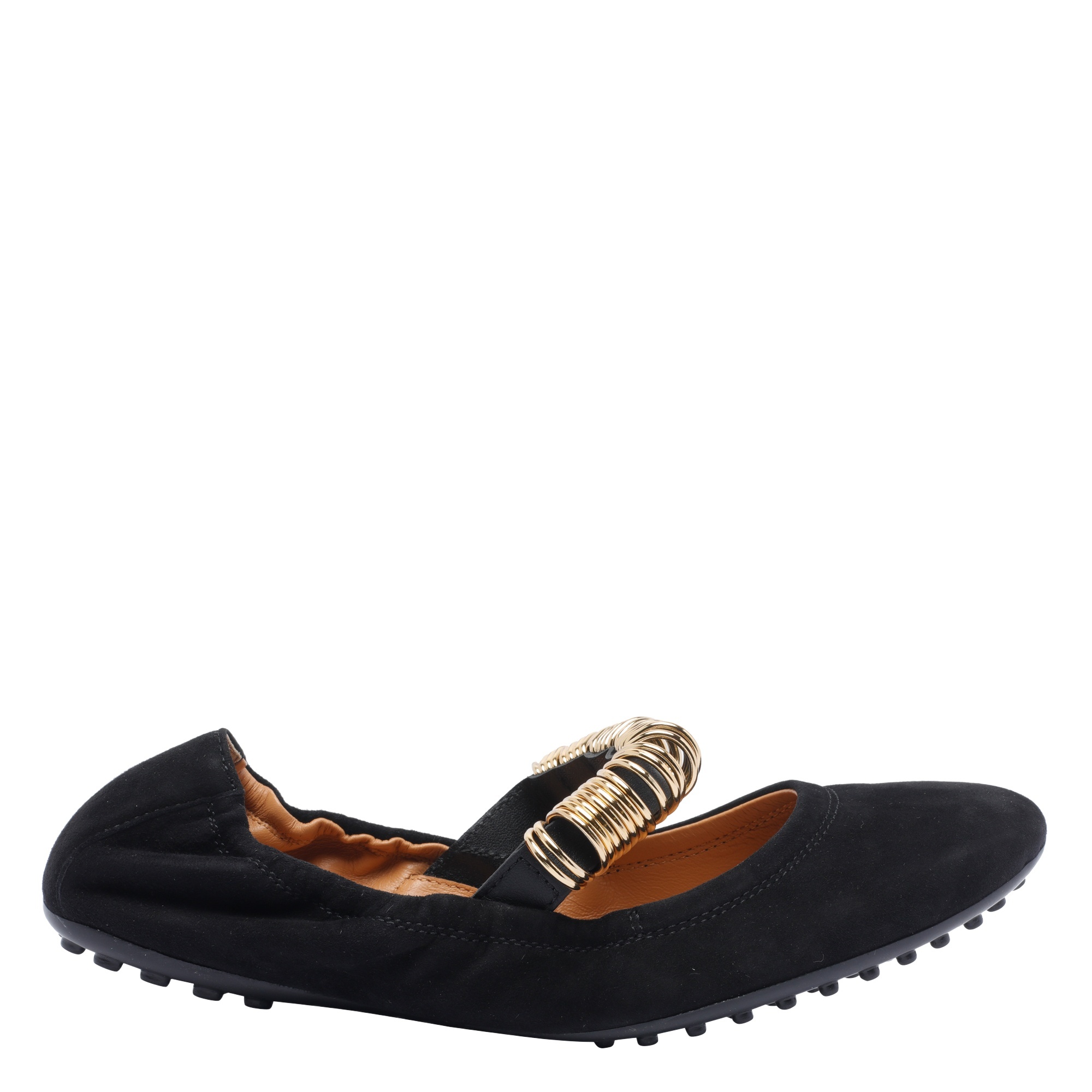 Tod's Ballerina Shoes Suede Gommini Accents In Blue