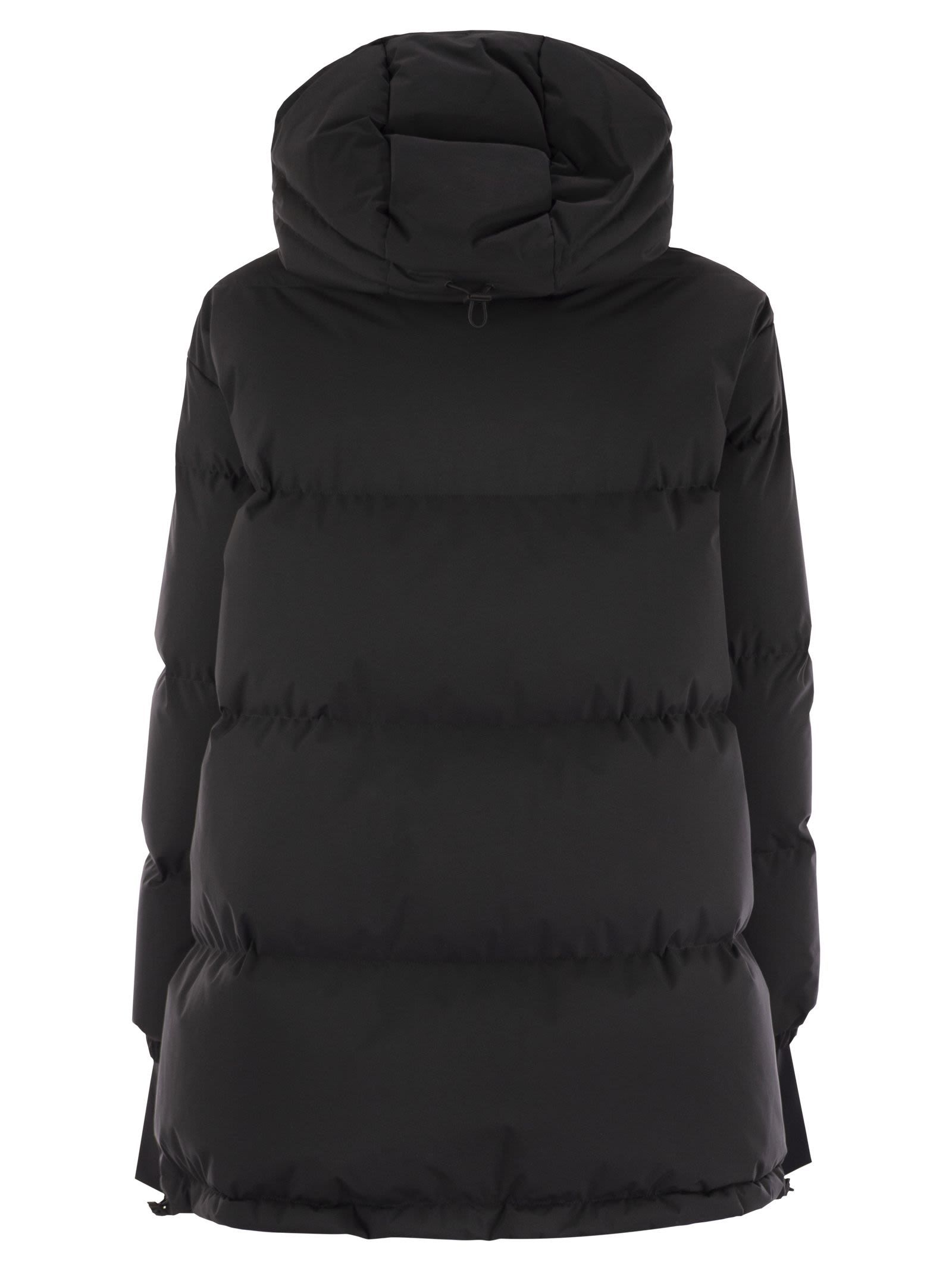 Herno Women Medium 2-layer Hooded Down Jacket In Black