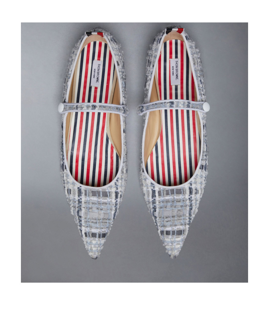 Thom Browne Tweed Ballerina Shoes In Gray