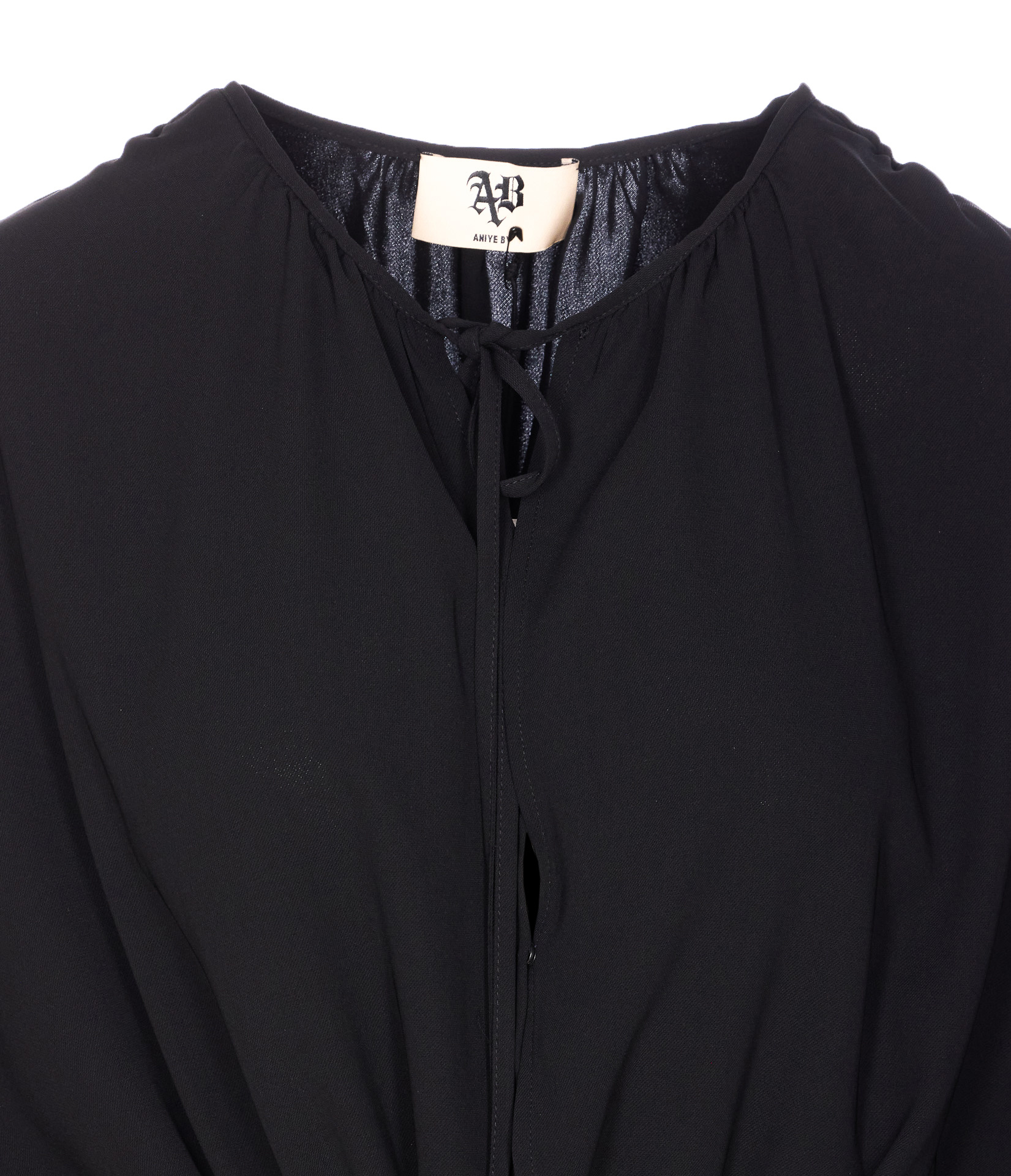 Aniye By Long-sleeve V-neck Mini Dress In Black
