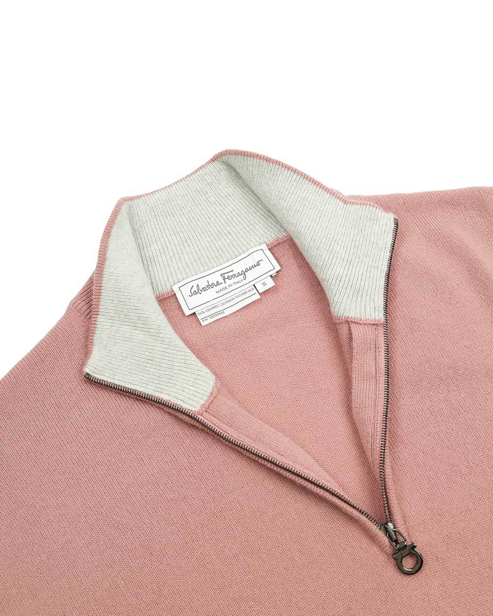 Ferragamo Semi-zipper Sweater In Pink