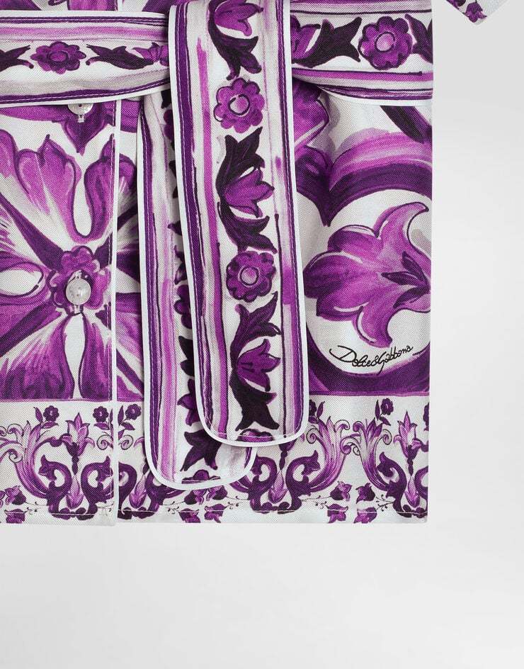 Dolce & Gabbana Seidenhemd Mit Grafischem Print In Purple