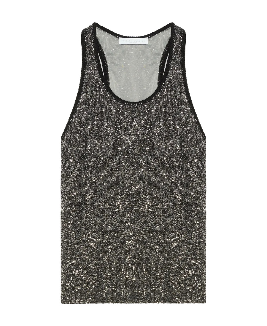 Shop Fabiana Filippi Sequin Embellished Tank Top In Black