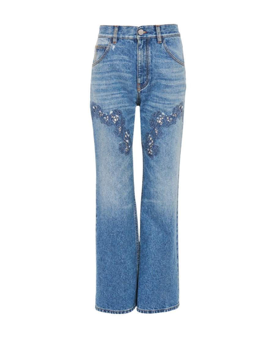 Chloé Guipure-detail Bootcut Jeans In Blue
