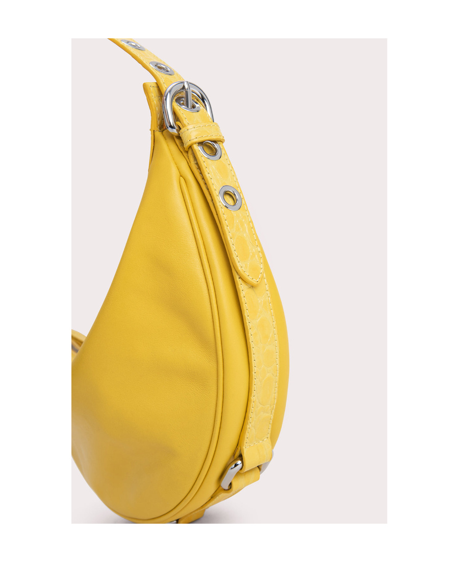 By Far Gib Crocodile-embossed Shoulder Bag In Yellow