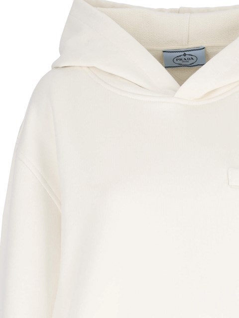 Prada Triangle-logo Cotton Hoodie In Nude