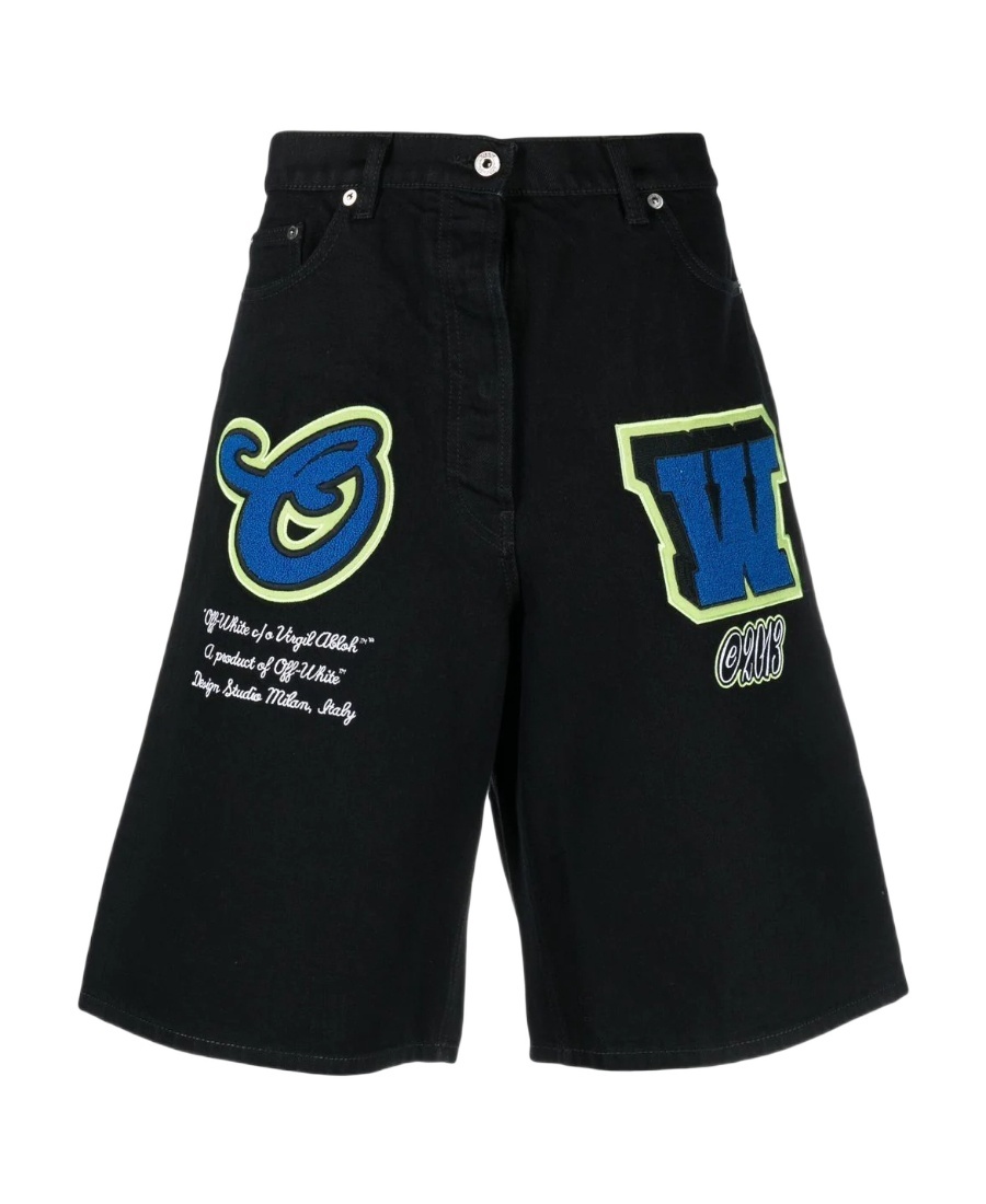 Off-white Off White Black Denim Bermuda Shorts In Black