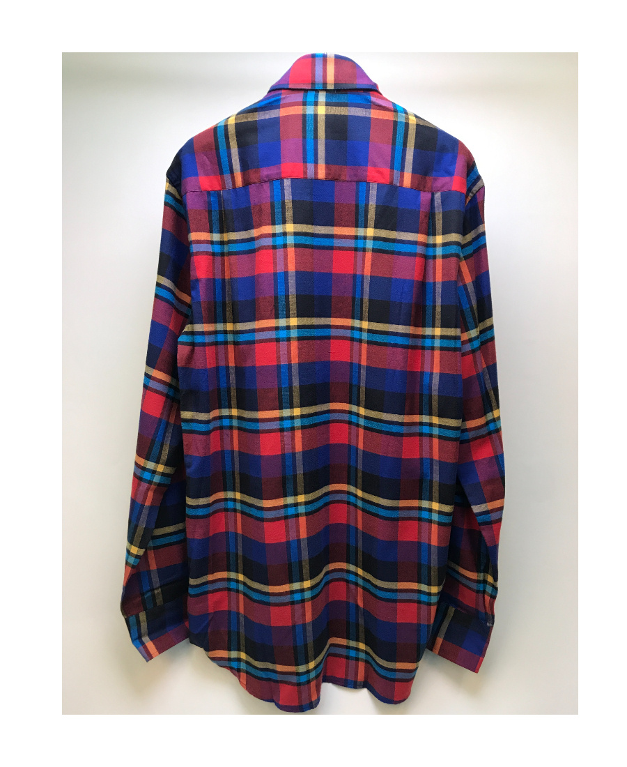 Shop Paul & Shark Lapel Plaid Long-sleeved Shirt In Multicolor