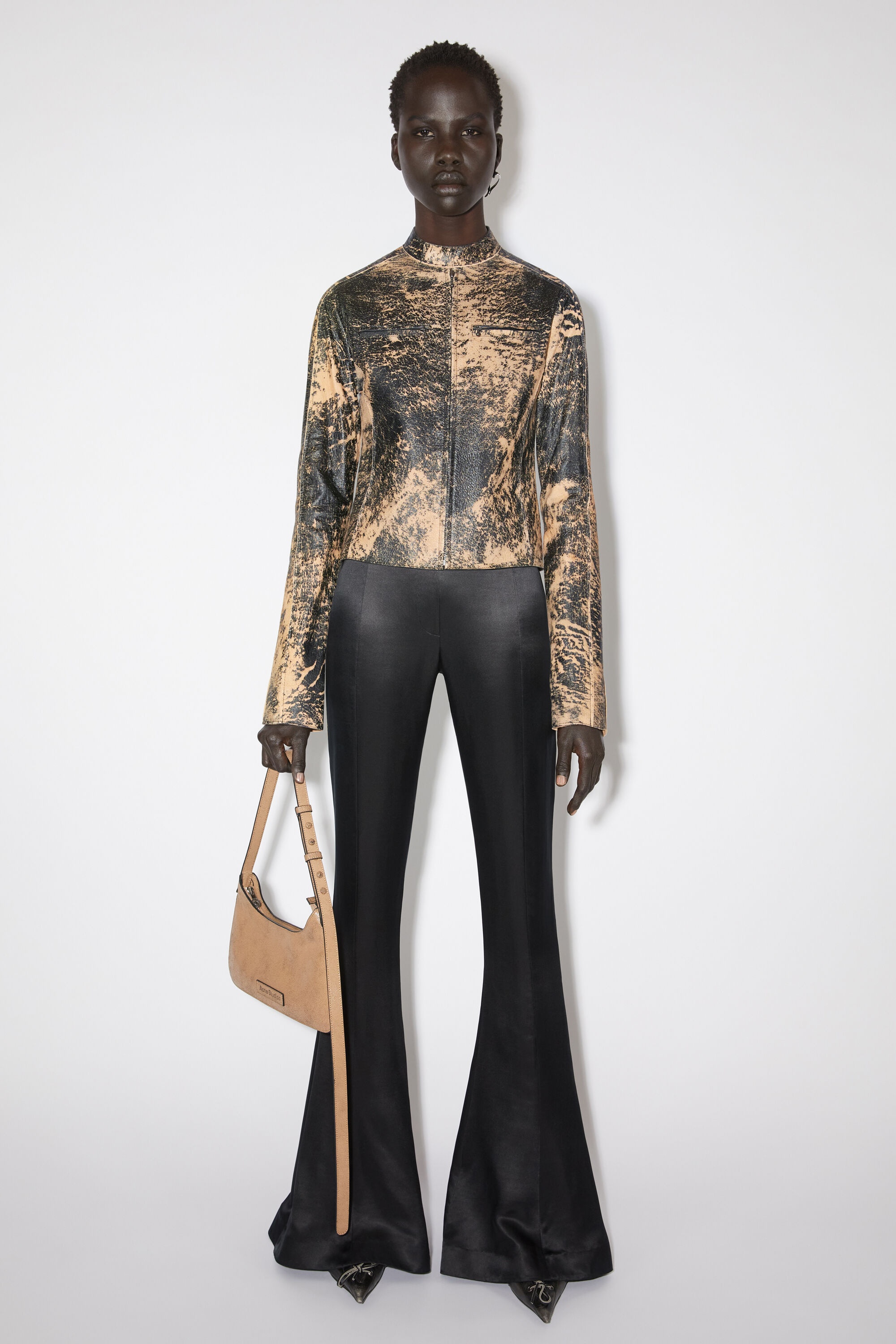 Acne Studios Distressed-effect Leather Jacket In Multicolor