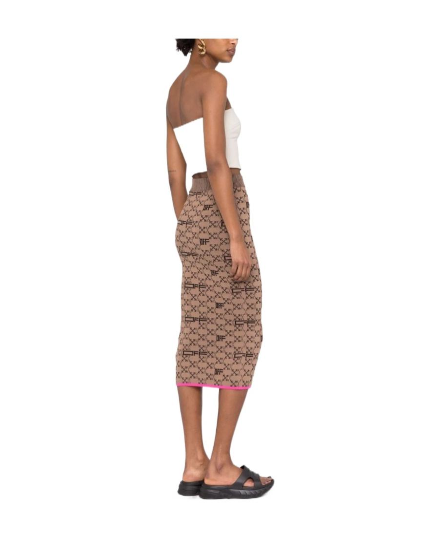 Off-white Monogram Skirt Brown Black In Brown