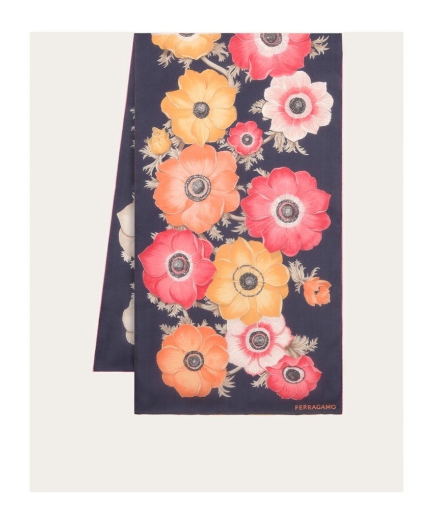 Ferragamo Anemone Print Silk Scarf In Multicolor