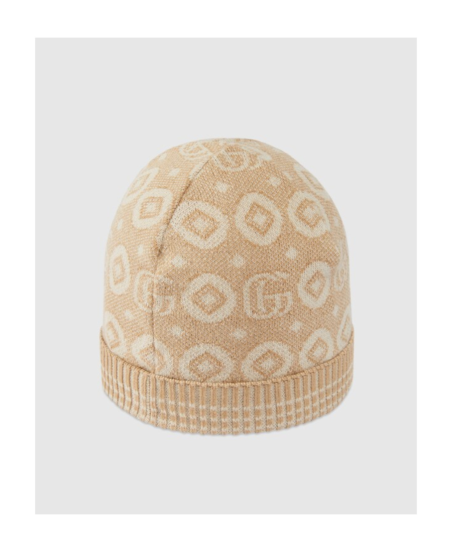 Gucci Double G-jacquard Cotton Beanie In Nude