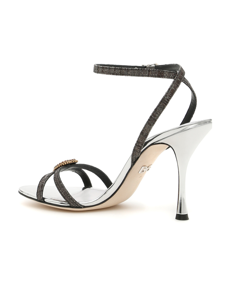 Dolce & Gabbana Logo Open-toed High-heel Sandals In White