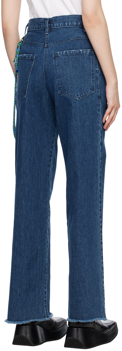 Song For The Mute Belt-lined Denim Trousers In Blue