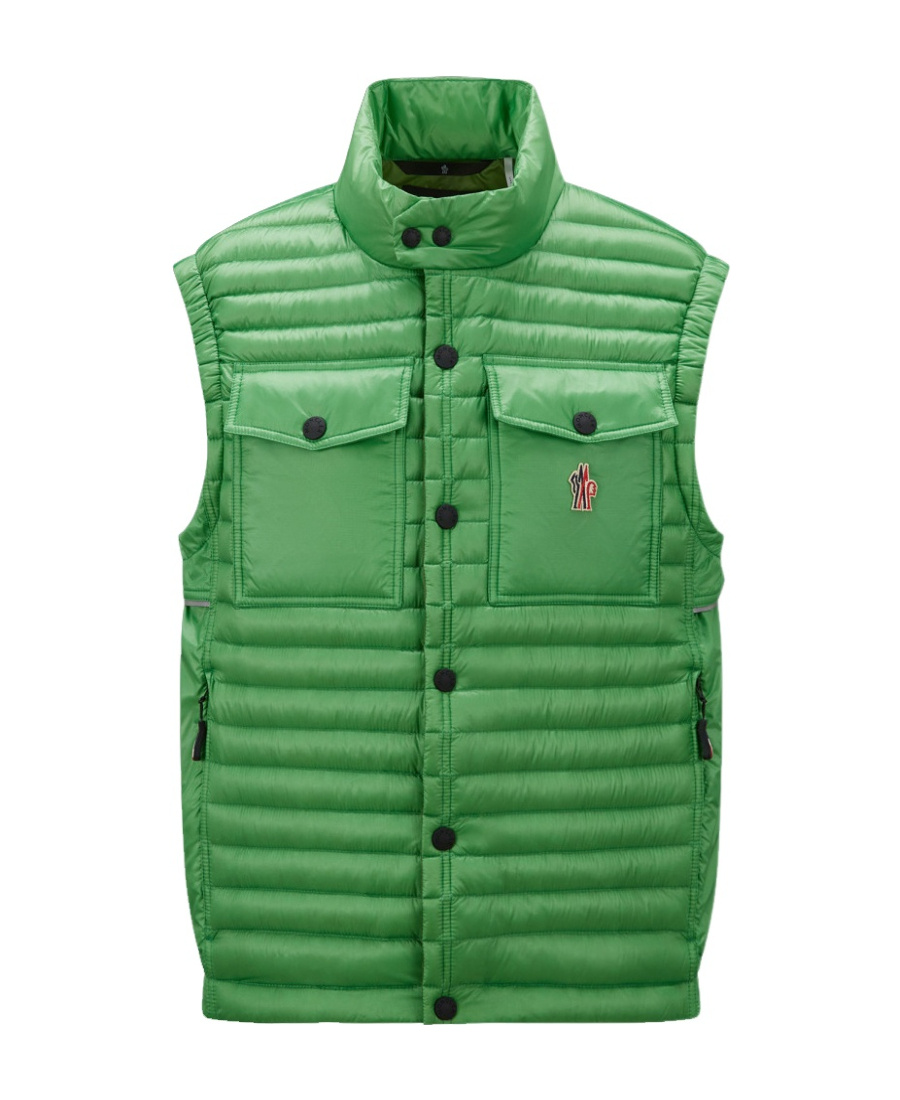 Moncler Recycle Patch Padded Vest In Green