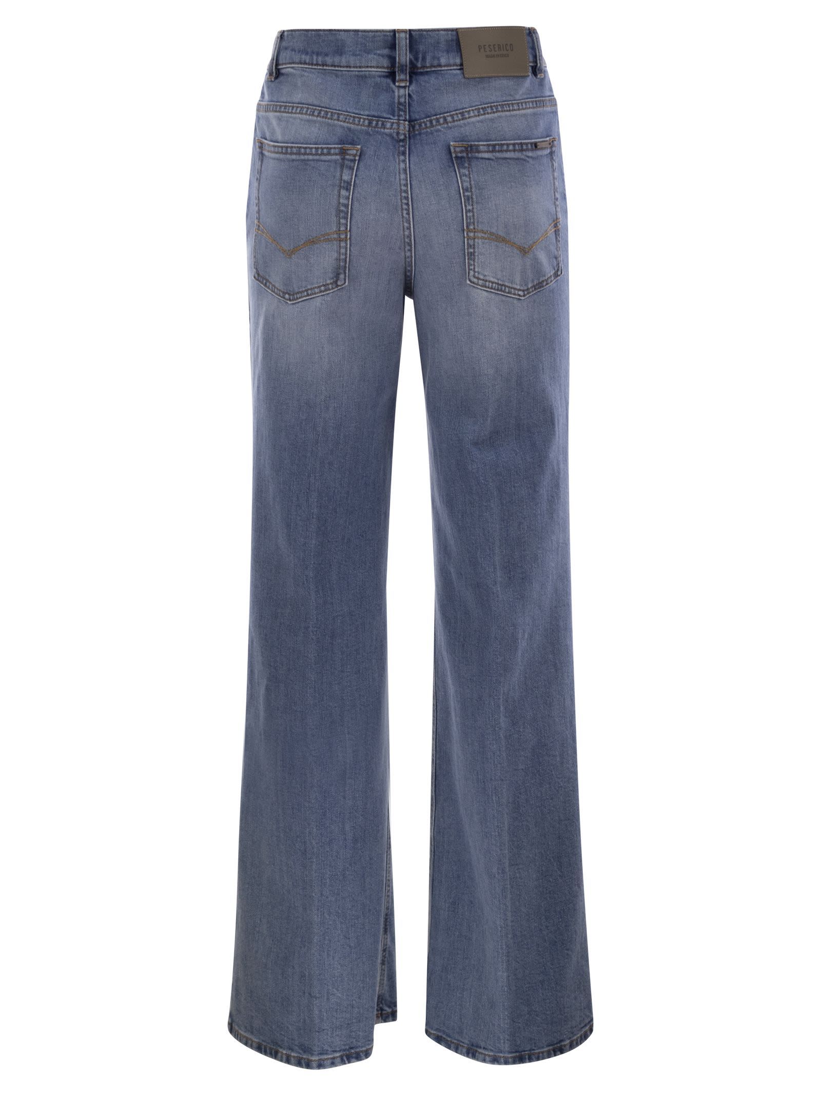 Peserico Stretch Cotton Denim Trousers In Black