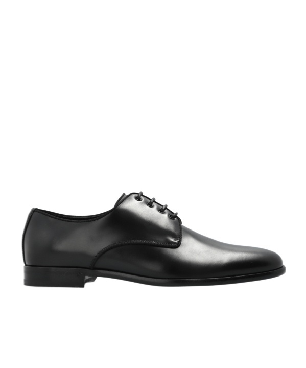 Dolce & Gabbana Black Leather Raffaello Lace-up Shoes In Black