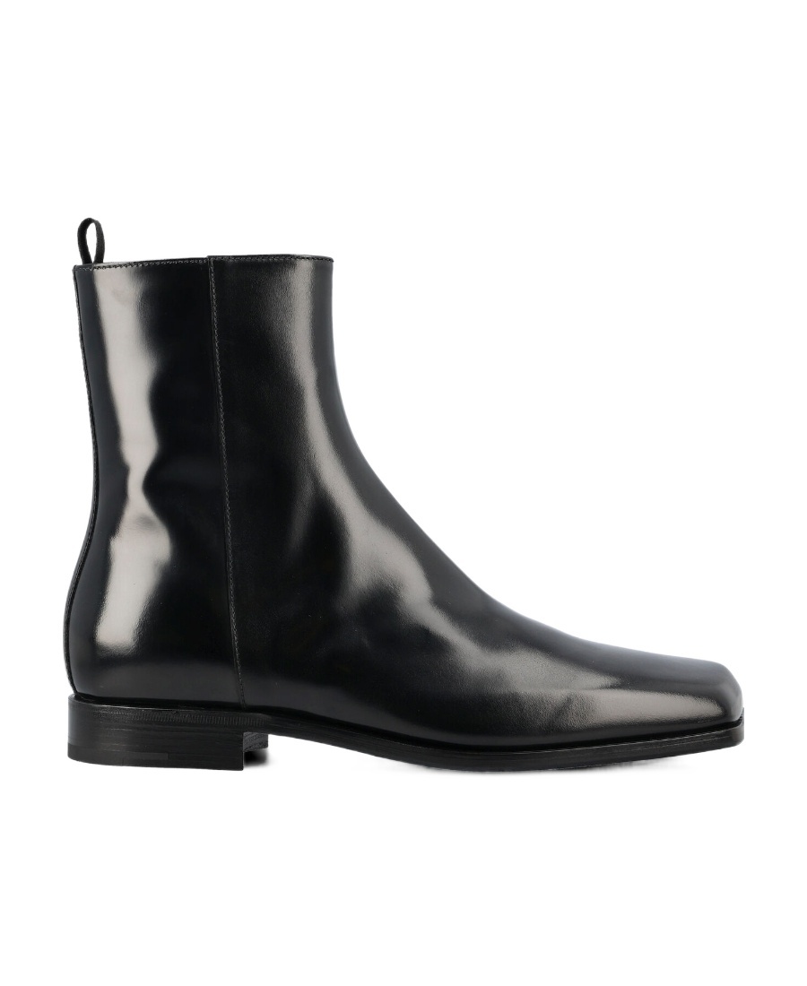 Prada Men's Jokoto Leather Zip Ankle Boots In Black