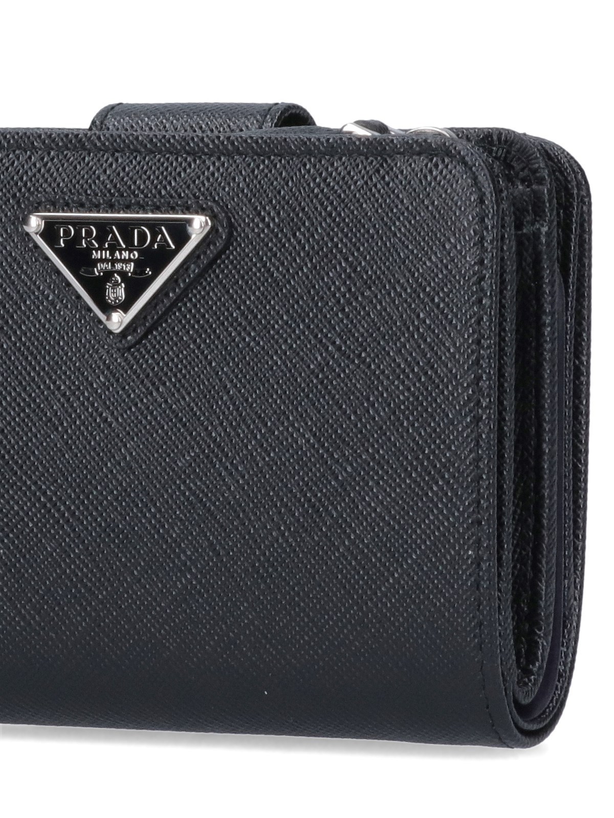 Prada Triangle-logo Leather Wallet In Black